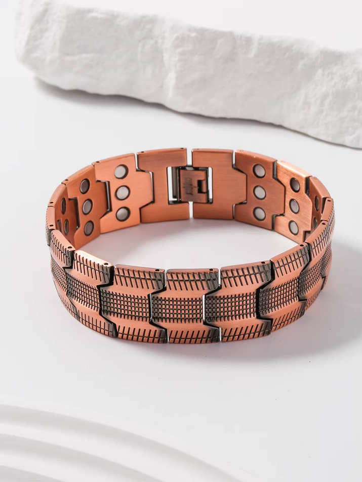 CopperPulse Copper Magnetic Bracelet – Men’s 3X Strength Therapy Jewelry with 3800 Gauss Magnets