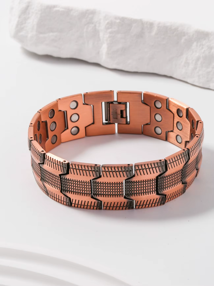 CopperPulse Copper Magnetic Bracelet – Men’s 3X Strength Therapy Jewelry with 3800 Gauss Magnets